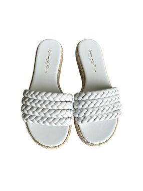🆕 Gianvito Rossi Marbella Braided Leather Sandals Slides White Platform